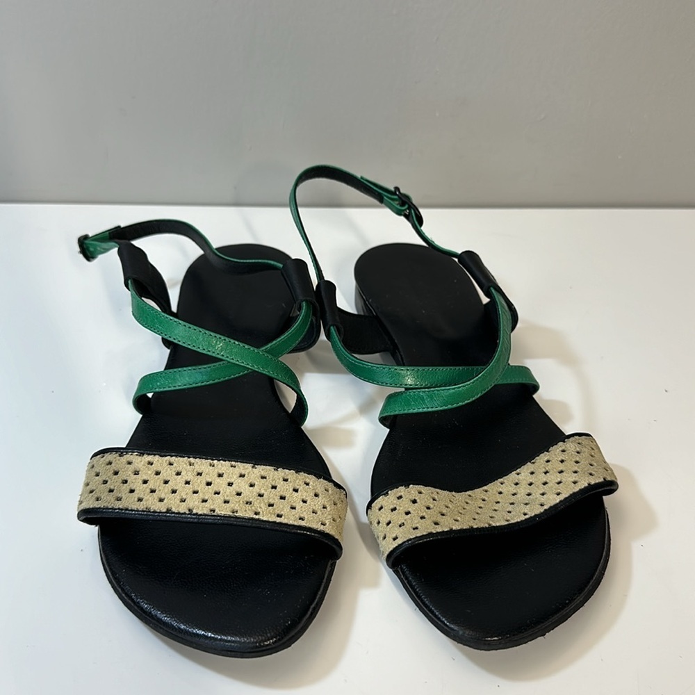Daniella Lehavi Black Green Tan Sandals Size 40 EU US 10